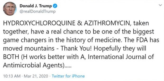 Image result for HYDROXYCHLOROQUINE trump